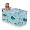 KAERMU Portable Foldable Bathtub - Create Your Spa Anywhere for Adventure & Relaxation | Collapsible Adult Soaking Tub for Camping, Van Life, Apartments | Durable, Leak-Proof PVC (Sea BB)