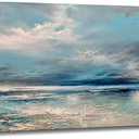 OKEXCKK Abstract Beach Canvas Wall Art Blue Minimalist Painting Decor Textured Modern Seascape Artwork Ocean Picture Print for Living Room Bedroom Office Decoration - 20"x40"