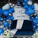 2 x Blue Silver Balloons Set, 12 Inch Blue and Silver Balloons Dark Navy and Confetti Party Latex Balloon, Macaron Metallic Baby Blue Mixed Balloon for Birthday Graduation Baby Shower Wedding Retirement