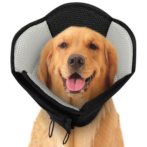 SUNFURA Dog Cone - Soft Cone for Dogs to Stop Licking, Pet E-Collar Alternative After Surgery, Adjustable Pet Recovery Collar for Wound Healing, Black S