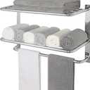 Towel Rack for Bathroom, DEWVIE 24 Inch Tower Holder with Tower Bars, SUS 304 Stainless Steel Lavatory Bath Towel Shelf Towel Hanger Wall Mount, 3-Tier (Brushed Nickel)