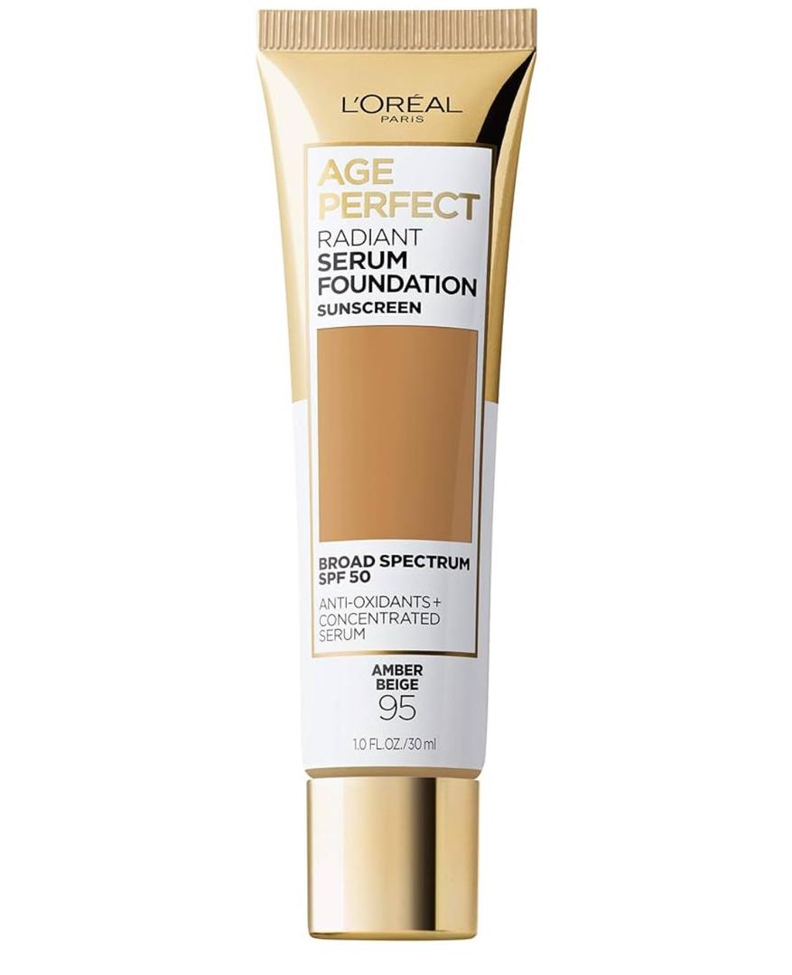 L'Oreal Paris Age Perfect Radiant Serum Foundation with SPF 50, Amber Beige, 1 Ounce