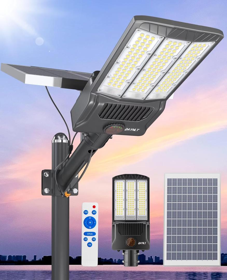 JAYNLT Y-12000W Solar Street Lights Outdoor,6500K Bright Parking Lot Lights Commercial,Split Flood Lights Solar Powered with Motion Sensor, Waterproof Solar Security Lamp for Parking Lot,Yard