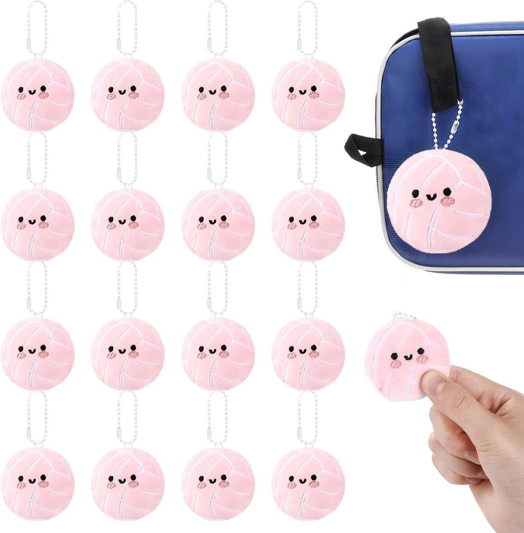 Simgoing 15 Pcs Volleyball Keychain Gift Bulk Mini Plush Ball Prizes Funny Sports Players Team Party Favors Gifts for Group