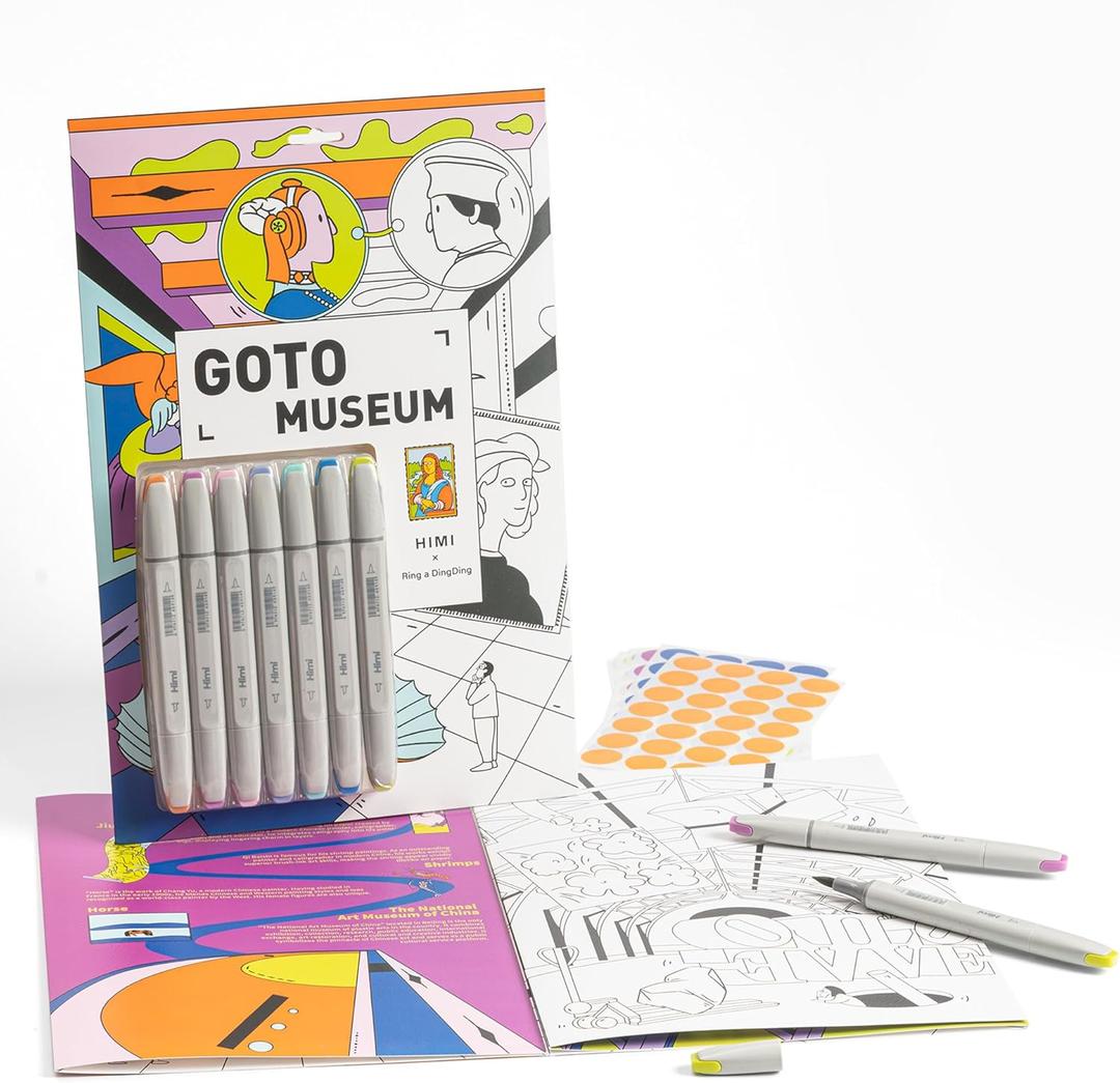 HIMI CC Marker Set, GOTO Museum Gift Box Dual Tip Quick Drying Markers, Clean Smelling Alcohol Marker,Hard and Soft Nib for Youth Adults Coloring Illustration, Great Value Pack (Purple)