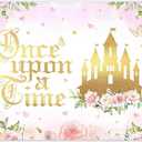 Yriujul Fabric 72x43inch Fairytale Backdrop Pink Ancient Castle Floral Princess Butterfly Photography Background Girls Party Decorations Kids Photo Banner