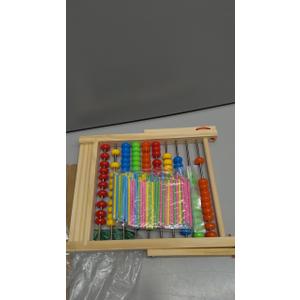 KIDWILL Preschool Math Learning Toy,10Row Wooden Frame Abacus with MultiColor Beads, Counting Sticks, Number Alphabet Cards, Gift for 2-6 Years Old Toddlers Boys Girls