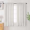 Ivory Curtains for Bedroom Living Room 63 Inch Length 2 Panels Set, Soft Airy Solid Faux Linen Textured Light Filtering Rod Pocket Dining Room Curtains Drapes, Ivory, 2 Pcs Each 40Wx63L Inch