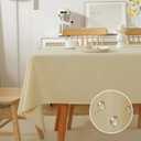 meioro Linen Textured Tablecloth Rectangle Waterproof Spillproof Fabric Table Cloth, Decorative Wrinkle Free Wipeable Polyester Table Cover for Dining Party Wedding, 47 x 63 Inch, Beige