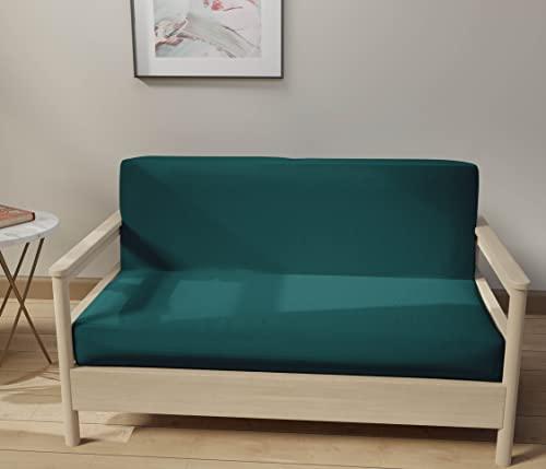 LANE LINEN Futon Covers Full Size, 100% Cotton Slipcovers, Full Size Mattress Cover for Futon Sofa Bed, Foldable Armless Sofa Cover, Zippered Couch Cover - Teal