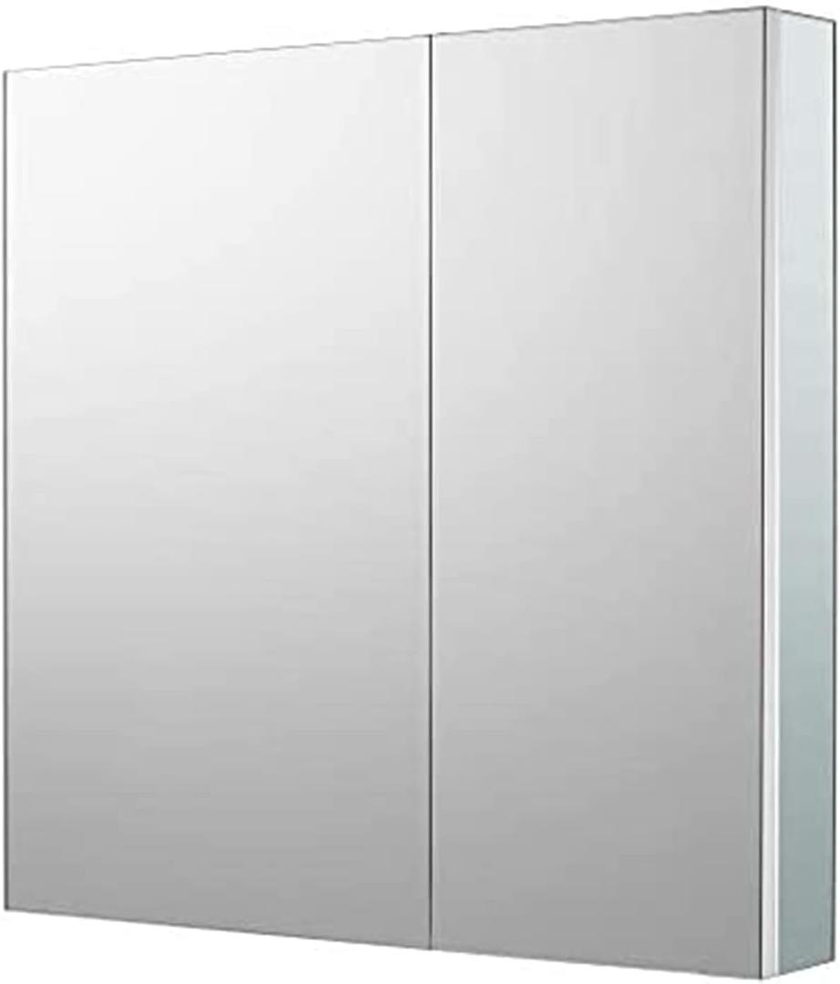 Sunrosa Aluminum Bathroom Medicine Cabinet with Mirror Door, 30"27.5" Bathroom Mirror Cabinet, Wall-mountable and Recessed-in Mirror Cabinet, 2 Doors Medicine Cabinet Organizer II