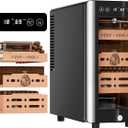 LIHTUN 25L Electric Humidor Cabinet for 150 Cigars, Thermoelectric Cooling, Adjustable Temperature and Humidity, Digital Display, 3 Removable Cedar Shelves, Safety Lock, Gift for Men (25L)
