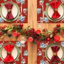 Christmas Snowman Snowflakes Double-Layer Placemats, 1319, Set of 6 Washable Heat-Resistant Non-Slip Cloth Table Mats for Christmas Seasonal Holiday Decor