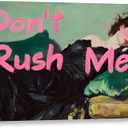 Don't Rush Me Altered Wall Art,Vintage Victorian Portrait Girly Prints Painting Posters,Antique Female Pink Graffiti Poster Wall Decor Aesthetic for Bedroom Dorm 8x12inch Framed