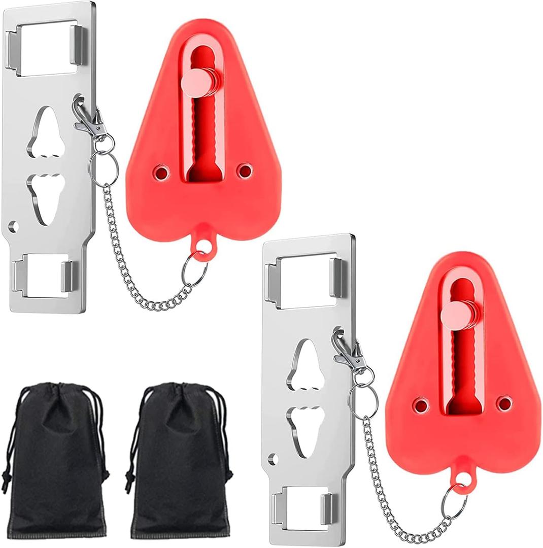 Upgraded Portable Door Lock 2 Pack, Dual Protection Security Door Kit,Door Security Devices Pocket Self Defensey Tools,for Traveling Hotel Home Apartment College House(2 Pack)