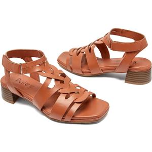 Ruiee Women's Heels Chunky Heeled Sandals for Women, Summer Block Low Heels Ankle Strappy Square Open Toe Dressy Wedding Womens Sandals Size 11