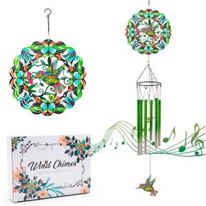 Wind Chimes with Hummingbird Wind Spinner, Gifts for Men, Women, Retirement, Teacher, Parents - Outdoor Hanging Decor Clearance for Garden, Patio, Backyard Or Porch