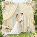 10ftx10ft Ivory Backdrop Curtains 2 Panels for Parties Wrinkle Free Ivory Photo Curtain Backdrop Wedding Back Drop Soft Silky Fabric Drapes for Birthday Party Home Decorations Photograph Background