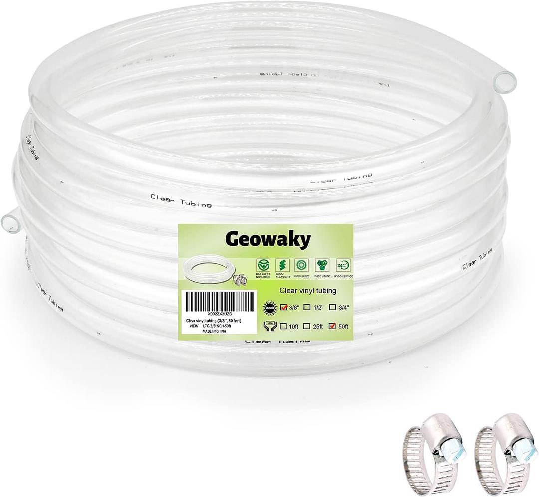 3/8 ID 1/2 OD - 50 ft Clear Plastic Vinyl Tubing,Hybrid PVC Tubing Lightweight Non-Toxic vinyl Tube UV Chemical Resistant