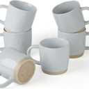 famiware Coffee Mugs for 6, 13 oz Mug Set, Dringking Cup with Handle for Coffee, Tea, Cocoa, Milk, Milkyway serise, Ligth Gray