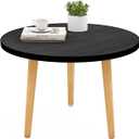 Round Coffee Table Low Table with 3 Solid Wood Sturdy Legs, Floor Table Desk for Sitting on The Floor, Storage and Living Room Furniture (Black)