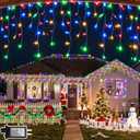 82FT 810 LED Outdoor Christmas Lights - 180 Ice Drops, 12 Modes with Timer Memory Dimmable, Waterproof Hanging Ice String Light for Holiday Wedding Garden Fence House Tree Outside Decor (Multicolor)