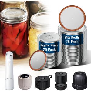 50PCS Canning Lids - 25 Wide Mouth(3.31") & 25 Regular Mouth(2.67") Mason Jar Lids, Vacuum Seal for Ball, Kerr Jars, Compatible with Electric Vacuum Sealers, Food Grade Canning Supplies
