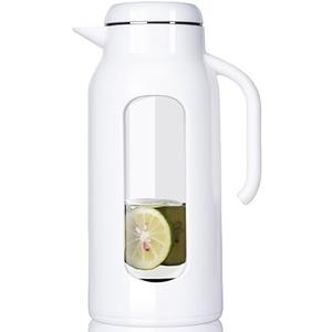 DELOVE Glass Pitcher with Lid&Shatterproof Shell - 2 Quart Heavy-duty Carafe & Jug with Filter Lid, Boiling Water Safety,Heavy Duty Container for Water, Juice, Milk, Tea, Iced Coffee, and Drinks-White