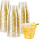 I00000 100pcs Gold Plastic Cups - 9 OZ Hard Gold Glitter Disposable Cups for Cocktail And Drinking - Premium Disposable Plastic Cups with Gold Glitter for Fancy Wedding & Elegant Party Cups