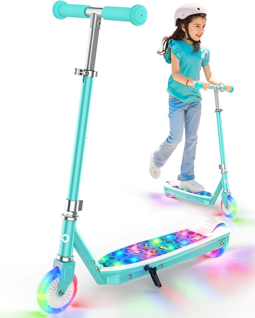 Gyroor KS2 Kids Electric Scooter for Ages 6–12, Safe 5 MPH Beginner E Scooter with Adjustable Handlebar, LED Lights, Rear Brake, Gyan