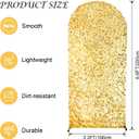 SaitiMade 6.6 FT Bling Arch Backdrop Cover, Gold Sequin Wedding Arch Stand Cover, Round Top Fitted Chiara Backdrop Cover for Birthday Party Ceremony Baby Shower Banquet Decoration