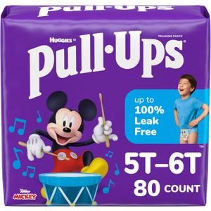 Pull-Ups Boys' Potty Training Pants, 5T-6T (46+ lbs), 80 Count (2 Packs of 40)