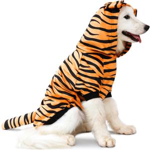 Dog Halloween Tiger Costume Pet Funny Uniform Cat Tiger Cosplay Clothes for Small to Medium Dogs(S) (Orange)