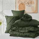 CozyLux California King Comforter Set Olive Green - 7 Pieces Cal King Pintuck Bed in A Bag Gift for Family, Pinch Pleat Bedding Sets with All Season Comforter, Sheets, Pillowcases & Shams
