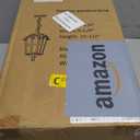 Outdoor Pendant Light Dusk to Dawn for Porch,Anti-Rust Aluminum Outdoor Chandelier, Waterproof Exterior Hanging Lighting Fixtures for Front Door, Gazebo, Black Finish with Gold Edges (1 Pack)