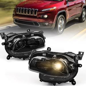 Pair Halogen Headlight for Jeep Cherokee 2014-2018 (Black Housing)
