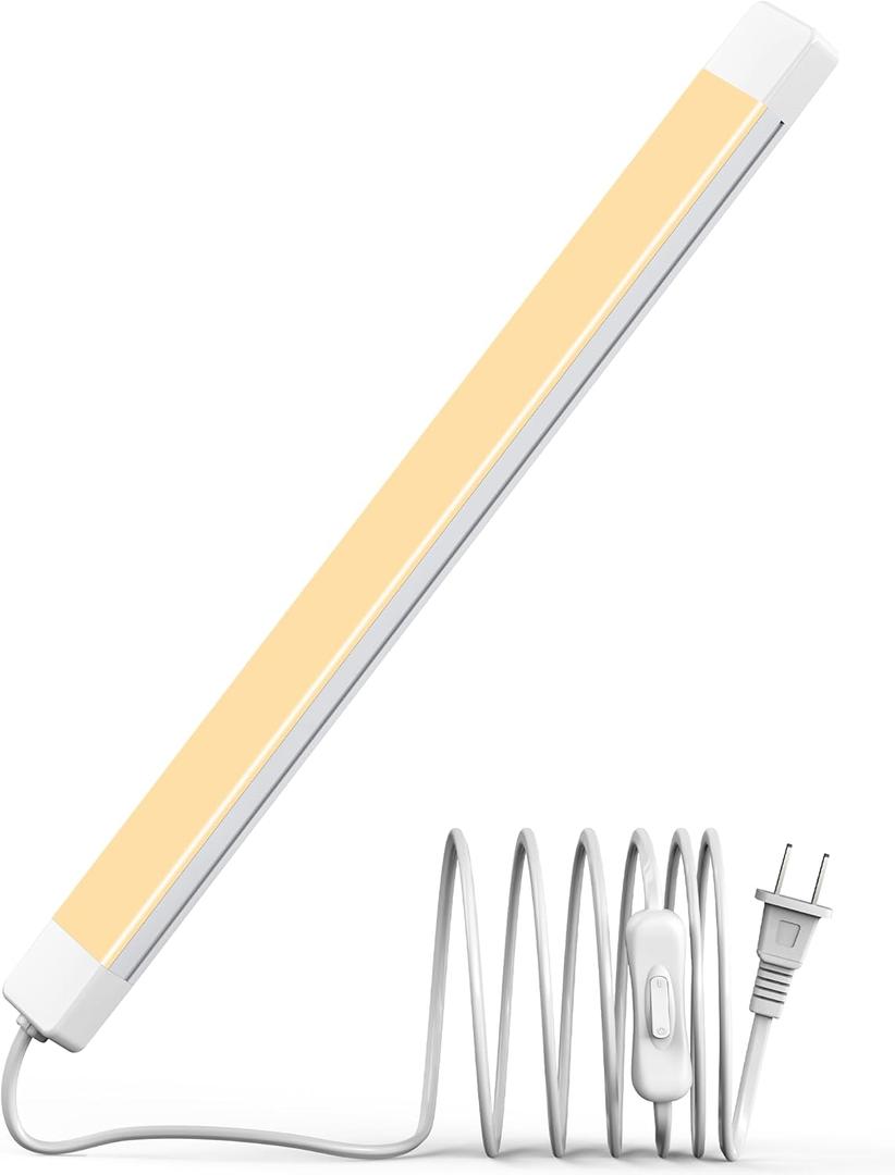 ASOKO 16 Inch Under Cabinet Lights,Plug and Play Under Counter Lighting,2700K Warm White with 700LM Bright,ETL Light Bar with ON/Off Switch for Kitchen,Under Desk,Workbench