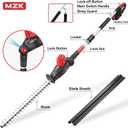 MZK 20V MAX 22.4-inch Cordless Pole Hedge Trimmer Attachment, 8-Feet Reach, Electric Hedge Trimmer with Extension Pole, Multi-Angle (Battery and Charger Included), ET1611-2