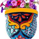 Mexican Pottery Planters - Wall Talavera Planter - Mexican Yard Pottery - Talavera Pots for Plants Indoor & Outdoor  5" W x 5.5" H (Yellow-Small)