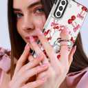 Toycamp for Samsung Galaxy S22 Plus Case - Compatible with Magsafe Cute Design 360Magnetic Ring Holder Stand Kickstand Cherry Bow Girly Pretty Fashion Phone Covers for Women Teen Girls