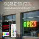 48" x 16" Large LED Open Sign for Business Smart App & Remote Control, Timer, Custom Colors & Brightness High Visibility for Storefronts, Restaurants, Bars, Salons, Cafes, Retail Shops