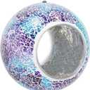 Yinns Bird Feeder - Glass Birds Feeder Outside Hanging, Mosaic Fly Through Birdfeeder with Oval Stained, Outdoor Garden Decor, 6.5 inch (Bule and Purple)