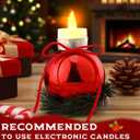 6 Pcs Red Christmas Tealight Candle Holder Christmas Dinner Table Decorations Ball Candlestick Holder with Bow and Wreath for Party Indoor Decorations