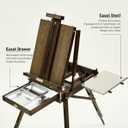 ATWORTH French Easel for Painting: Deluxe Beech Wood Plein Air Easel Stand with Metal Side Tray - Portable Sketchbox for Outdoor Field & Studio - Holds Canvas up to 34"- Gray Walnut, 24.6 inches