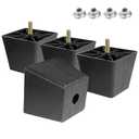Masendelk 2.5 inch Plastic Furniture Legs, Square Couch Legs Black Sofa Legs Set of 4, Mid Century Furniture feet M8 Replacement Legs for Armchair Bed Couch Cabinet Desk Table Sofa
