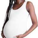 Motherhood Maternity Women's Side Ruched Scoop Neck Pregnancy Tank Top, White, S
