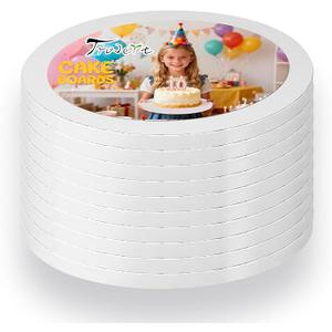 Trwcrt Cake Boards 10 Inch Round, Cake Drums 1/2 Inch Thick Sturdy Multiple Layers Smooth Edged for Birthday Wedding Party Displays
