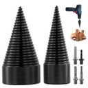 QWORK Wood Splitter Drill Bit Set, 32mm & 45mm Cone Bits – Ideal for Softwood, Firewood & Log Chipping