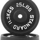 Fitvids 1 Inch Standard Barbell Weight Plates, 25LB Plates for Home Gym Strength Training, Deep Grip Edge