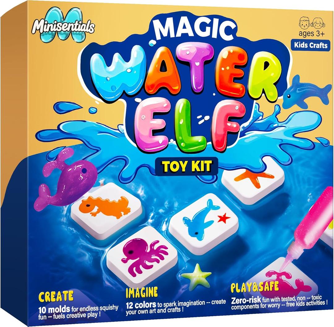 Magic Water Elf Toy Kit - Crafts Kit for Kids - Magic Gel Water Pets with Aquarium Bottle - Make Your Own Squishies Crafts Toys - Kids Christmas Birthday Gifts Party Favor for Girls Boys Ages 3+